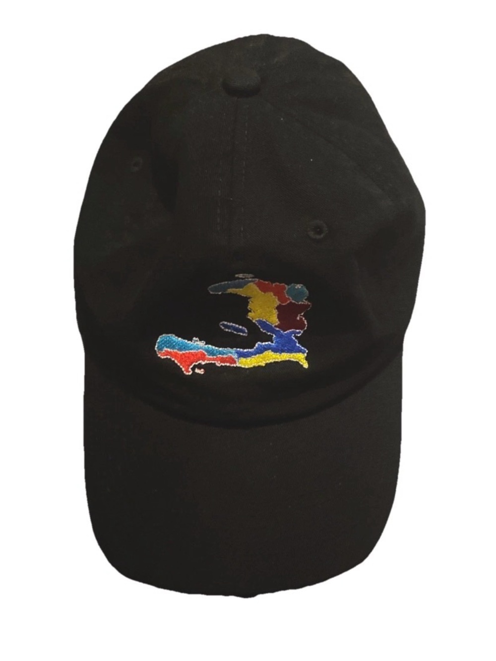 Black Embroidered Haiti Map Baseball Cap